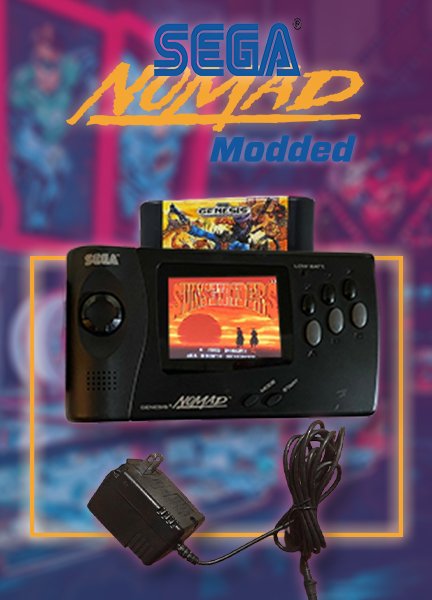 Sega Genesis Nomad , modded with sms and sega cd mod ,TFT LCD AC Adapter